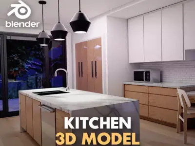 Kitchen minimalist 3D model