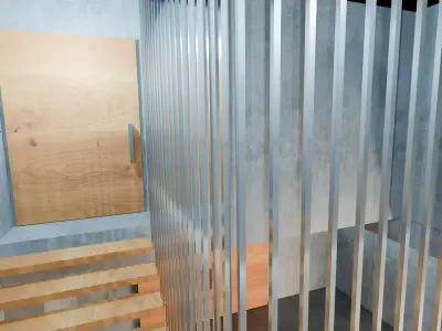 Concrete Interior - Modern Minimalist Hall Low-poly 3D model