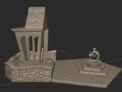 Square and Fountain - Halloween Town Project 3D Print Model 3D print model