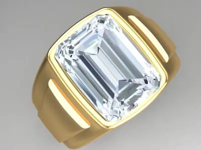 Light Gold Diamond Men Ring 2MR053 3D model