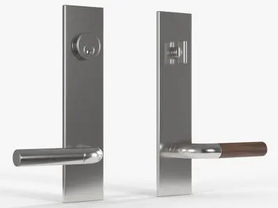 Tumalo Handle - Nickel with Walnut Lever Exterior Door Hardware 3D model