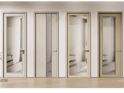 Wooden-door Single-door Bedroom-door Glass-door Bathroom-door 3D model