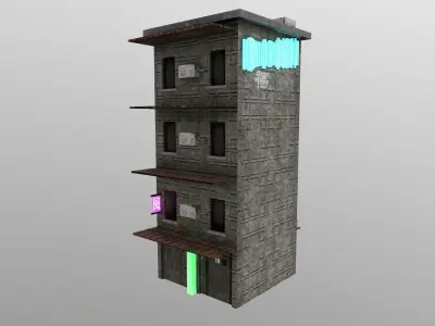 Cyberpunk City - Building 23 Low-poly 3D model