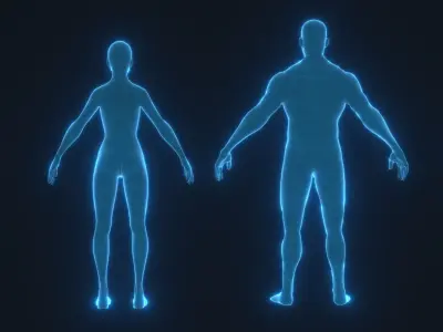 Human Hologram Male and Female 3D Model Low-poly 3D model