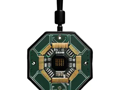 Octagonal Circuit Board Electronic Module Low-poly 3D model