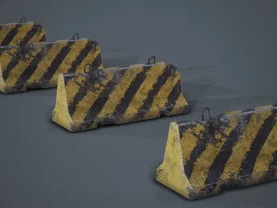 Roadblock Low Poly Prop With Lod Low-poly 3D model
