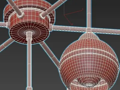 freya chrome ceiling light with six glass globes 3D model purchase