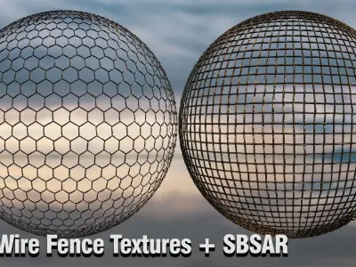 10 Wire Fence Textures -SBSAR Texture