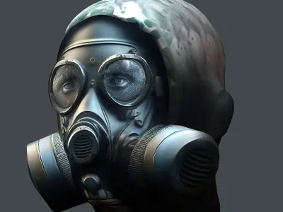 Gas mask helmet 3d model military combat Low-poly 3D model Low-poly 3D model 5
