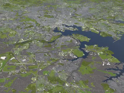 Baltimore 50x50km City Map Model 3D model