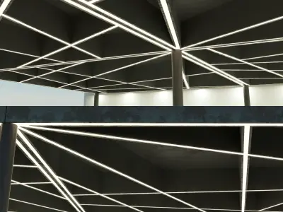 Beamed ceiling Overlap 16 Low-poly 3D model