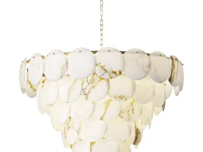 Linkori Natural Alabaster Chandelier 5 Tier Pendant Light 3D model