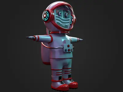 Stylized Cartoon Astronaut Character 3D model