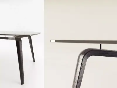 Gramercy table with legs and glass top 3D model