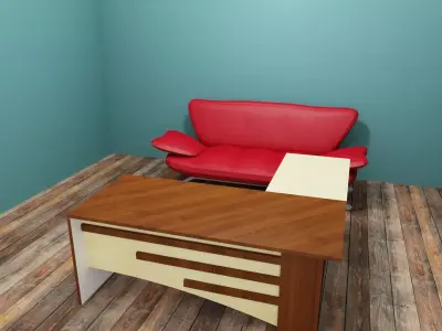 Sofa and Desk in a Room Free 3D model