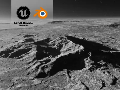 Moon Mountains 1 with 8K Textures 3D model