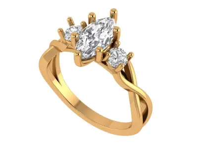 Marquise Solitaire Ring 3D print model shop