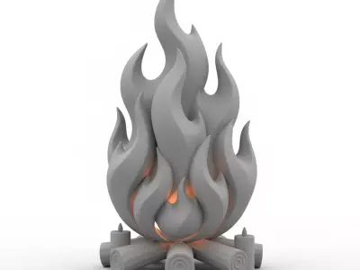 3D Model of Bonfire Halloween Fire Pit Spooky Campfire Scene 3D print model