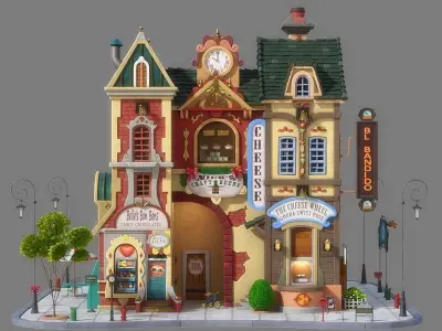 Cartoon House 07 3D model purchase