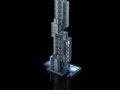 Futuristic Future Modern City Building Skyscraper 19 3D model