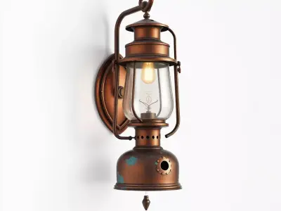 Rustic Vintage Outdoor Wall Lantern Low-poly 3D model
