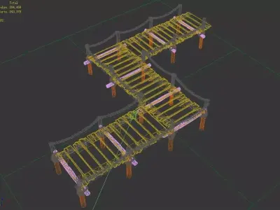 Iron Cable - Wooden Bridge 069 3D model