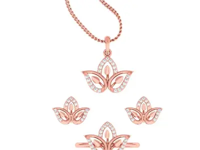 Light weight ring earrings pendant set 3dm stl 4 renders model  3D print model