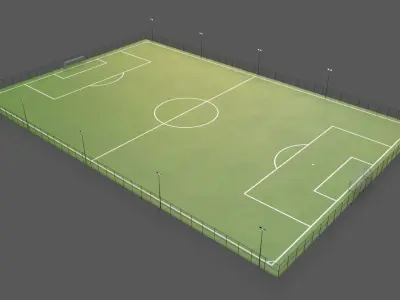 PBR Modular Outdoor Soccer and Football Field Low-poly 3D model