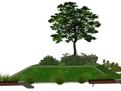 landscape planter with benches 3d model 3D model