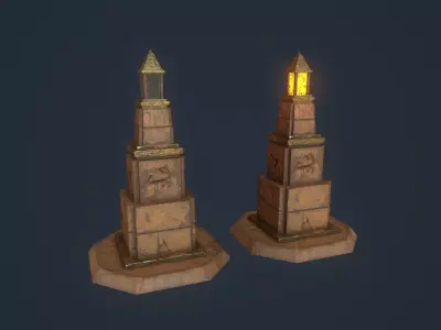 Obelisk 5 light tower Low-poly 3D model