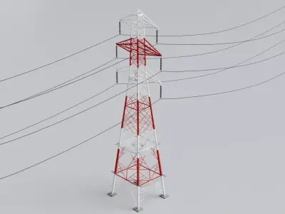 Electricity pylon - Game Ready Low-poly 3D model