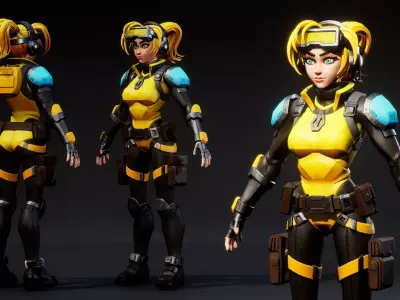 Spy Girl 01 Low-poly 3D model