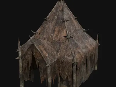 ORC ORCISH BARBARIAN TENT CAMP HOUSES COTTAGES TENTS COLLECTION Low-poly 3D model