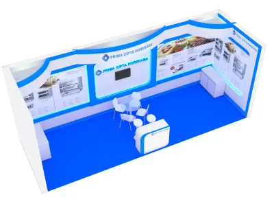 Booth Exhibition Design size 9x3 m one side open Low-poly 3D model