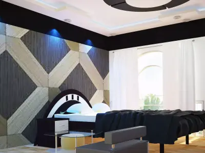 Its an interior view of bed room residential Free 3D print model