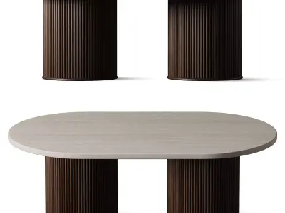 Coffee Tables Travertine and wood EQUINOXE 3D model