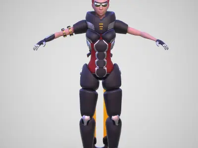 Cyber Warrior Low-poly 3D model