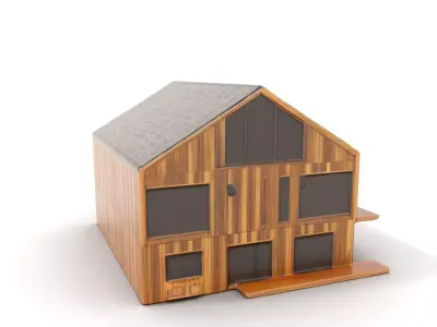 Modern Wooden House model pack Low-poly 3D model