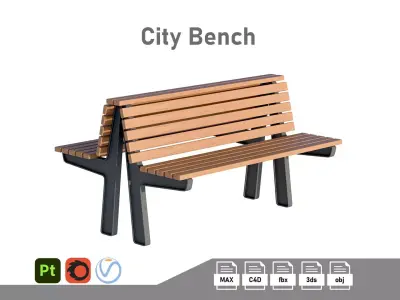 City Bench 02 Low-poly 3D model