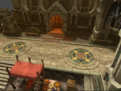 Fantasy Chess RPG Environment - Ruined City Low-poly 3D model