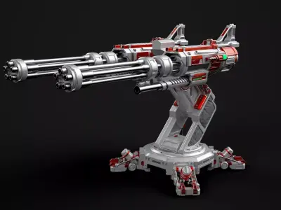 Sci-Fi Laser Turret   Low-poly 3D model