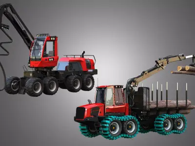 Komatsu Forestry Machines  2 in 1 3D Model Pack