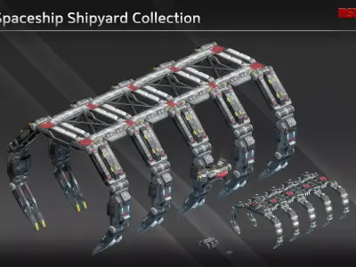 Spaceship Shipyard Collection 3D Model Pack