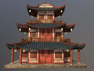  Asian Japanese and Chinese Realistic Building 3D model