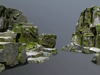 Mossy Rock Set Low-poly 3D model purchase