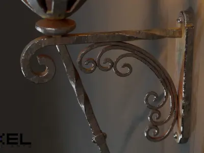 Medieval Iron Wall Torch - Game Ready Low-poly 3D model