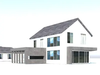 5 Village house villas Low-poly 3D model