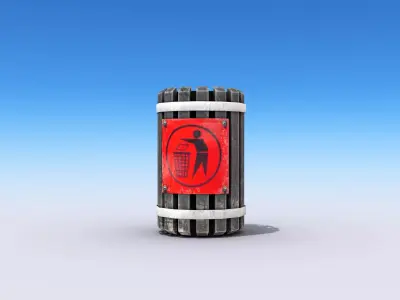 Trash Can Low-poly 3D model