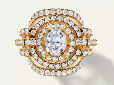 Architectural Dome Pave Cocktail Ring 3D print model