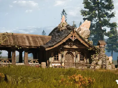 Crystal and Crafting Environment Low-poly 3D model